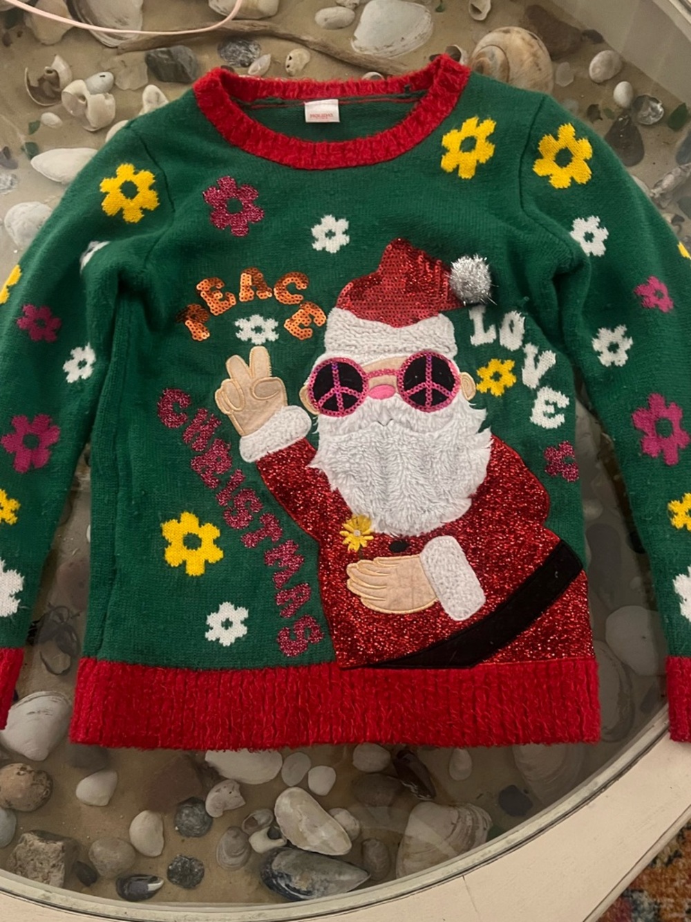 Holiday Time Red and Green Knit Holiday Sweatshirt